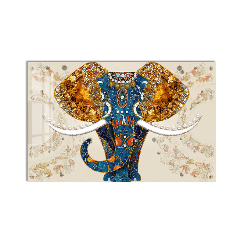 Mosaic Elephant Portrait product shot on white background