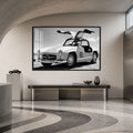 Artronauts Glass Print 18x12 cm | 7.1"x4.7" / Black Classic Gullwing Mercedes Glass Wall Art
