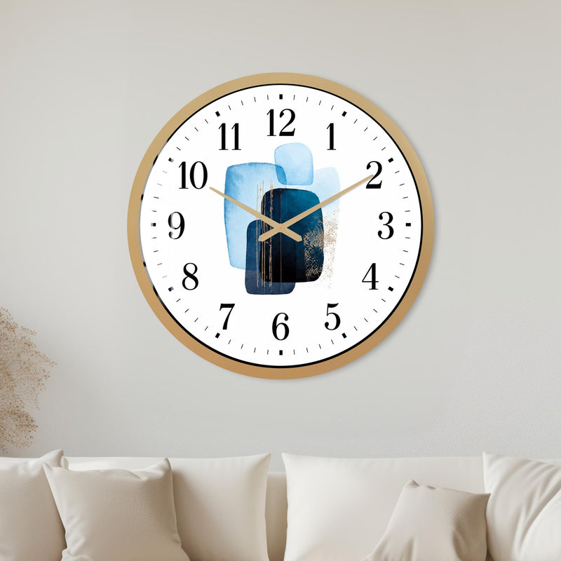 Blue Abstract Layers with gold frame