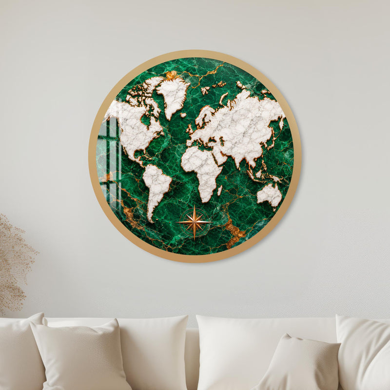 Emerald Marble World with gold frame