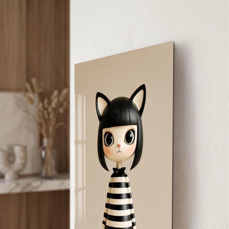 Striped Cat Girl close-up angled detail