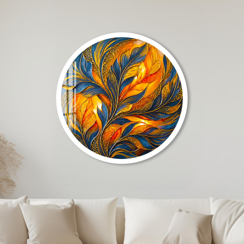 Golden Midnight Florals with white frame