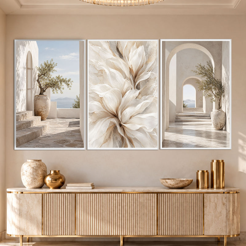 Mediterranean Serenity with white frame