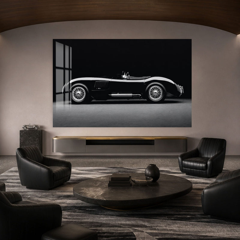Artronauts Glass Print Classic Black Roadster Glass Wall Art