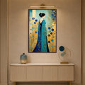 Azure Elegance with walnut frame