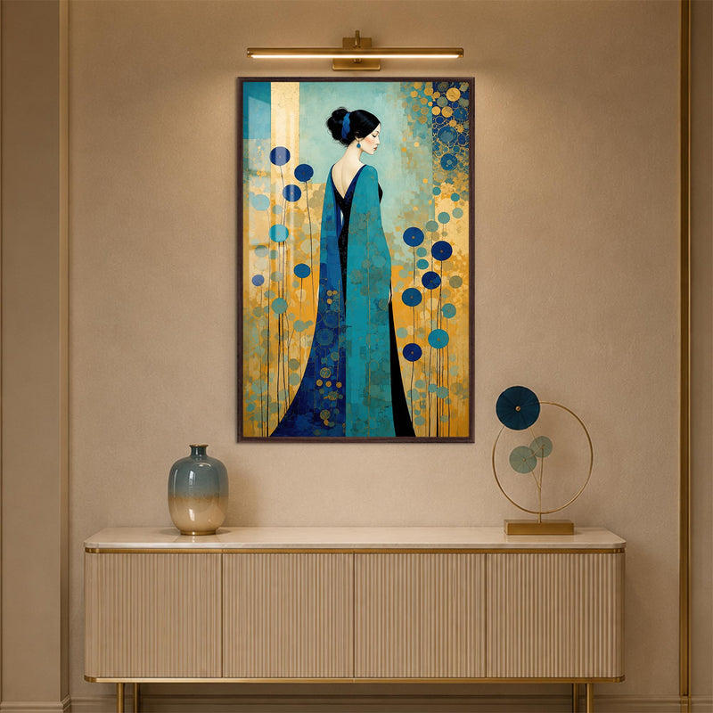 Azure Elegance with walnut frame