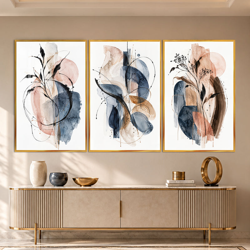 Abstract Botanical with gold frame