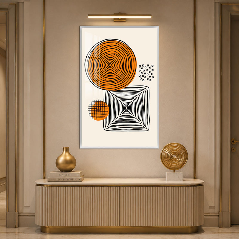 Orange Geometric Ripples with white frame
