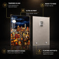 Moonlit City Glow — tempered glass, ultra HD print, ready to hang