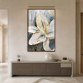 Golden White Lily with walnut frame