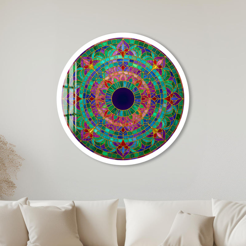Jewel Tone Gold Leaded Lotus with white frame