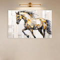 Low-Poly Gold Stallion in a modern room