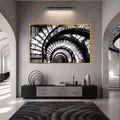 Artronauts Glass Print 18x12 cm | 7.1"x4.7" / Gold Spiral Staircase Depths Glass Wall Art