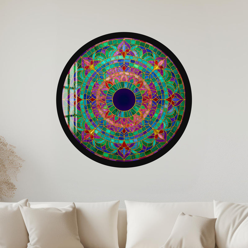 Jewel Tone Gold Leaded Lotus with black frame
