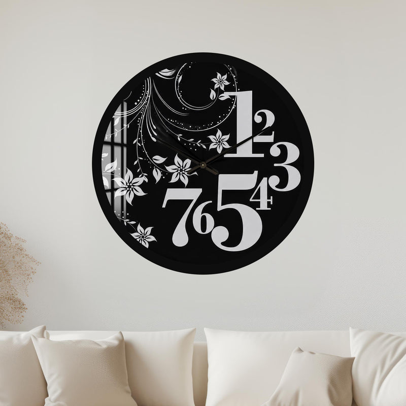 Silver Floral Numerals with black frame