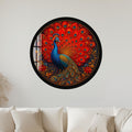 Crimson Peacock Fan with black frame