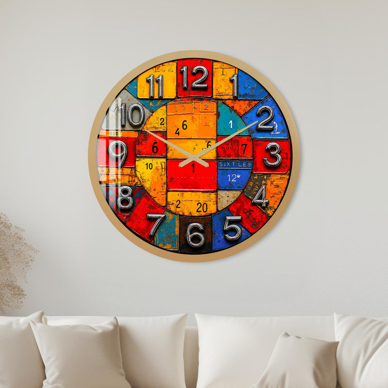 Retro Number Collage with gold frame