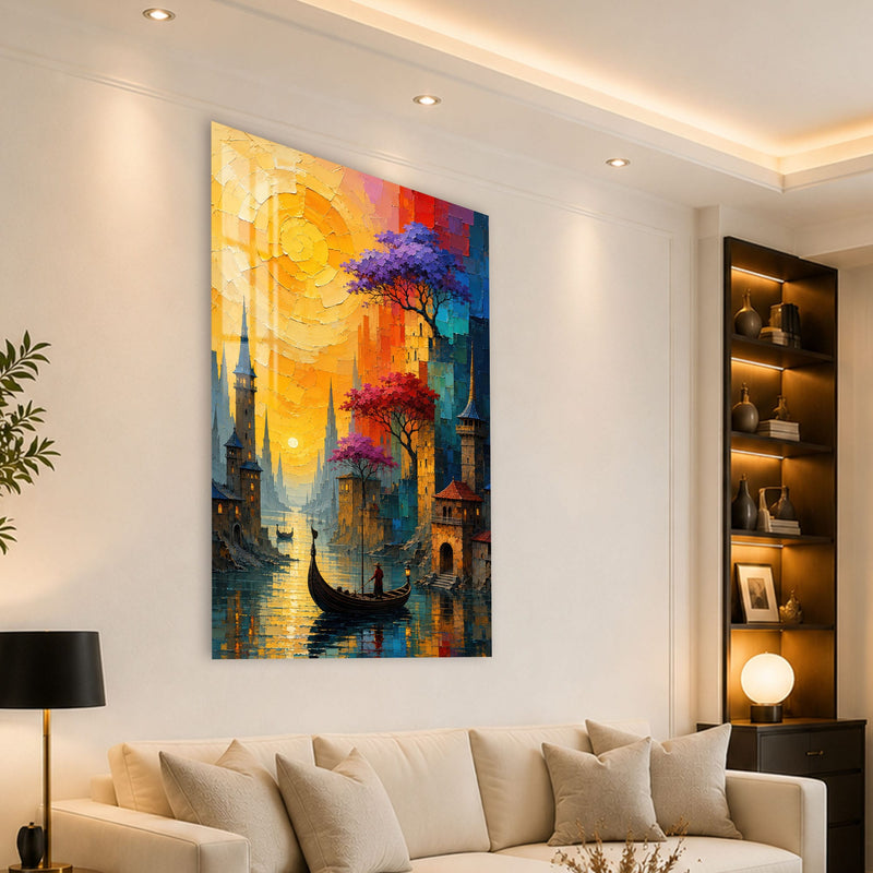 Artronauts Glass Print Golden Canal City Glass Wall Art