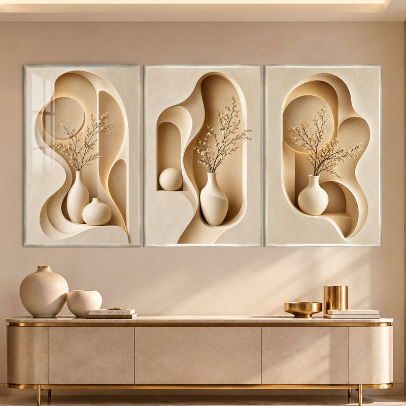 Sculptural Botanical with silver frame