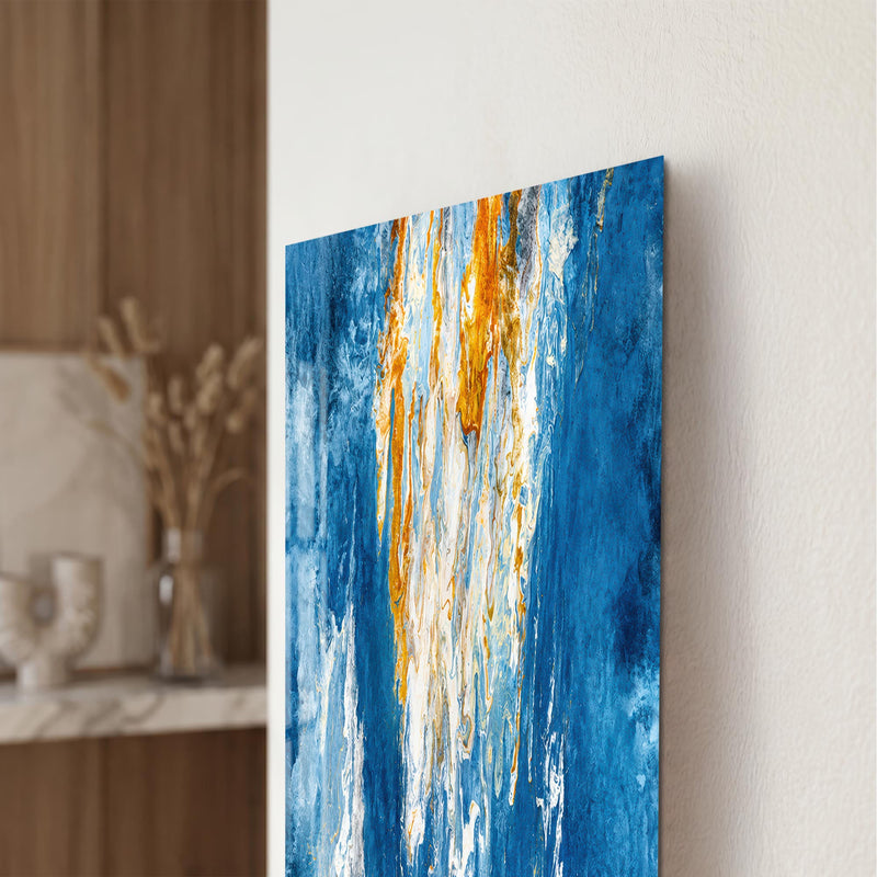 Artronauts Glass Print Gilded Blue Cascade Glass Wall Art