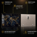 Celestial Golden World — tempered glass, ultra HD print, ready to hang
