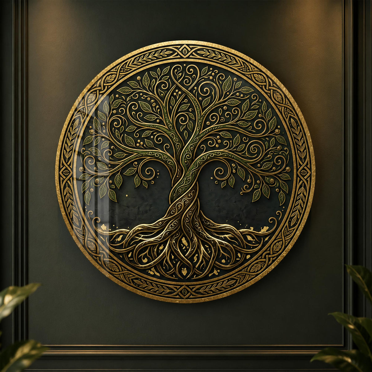 Gilded Ancient Tree — tempered glass, ultra HD print, ready to hang