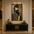 Golden Feline Muse with gold frame