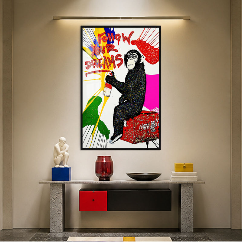 Follow Your Dreams Chimp with black frame