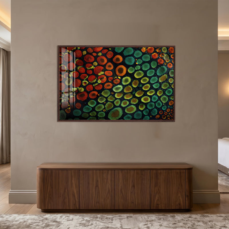 Chromatic Cellular Mosaic with walnut frame