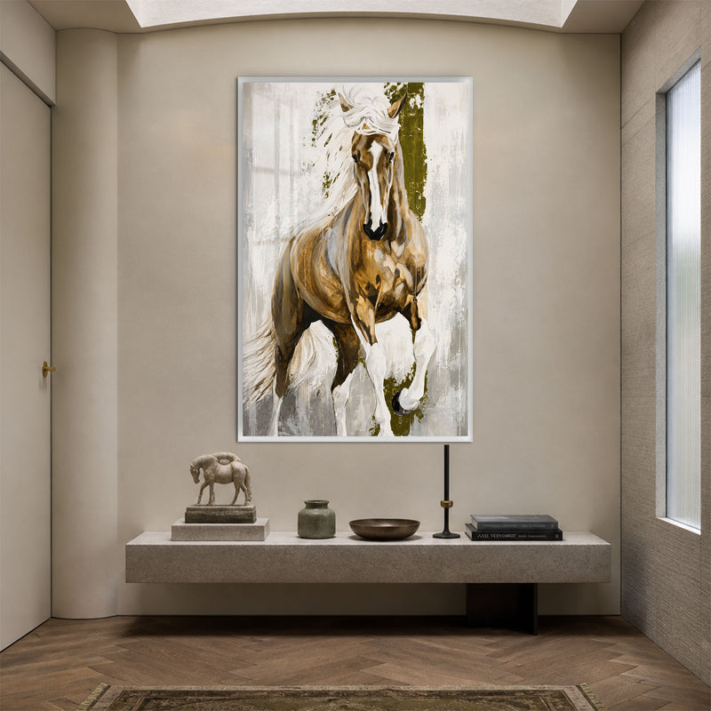 Wild Golden Horse with white frame