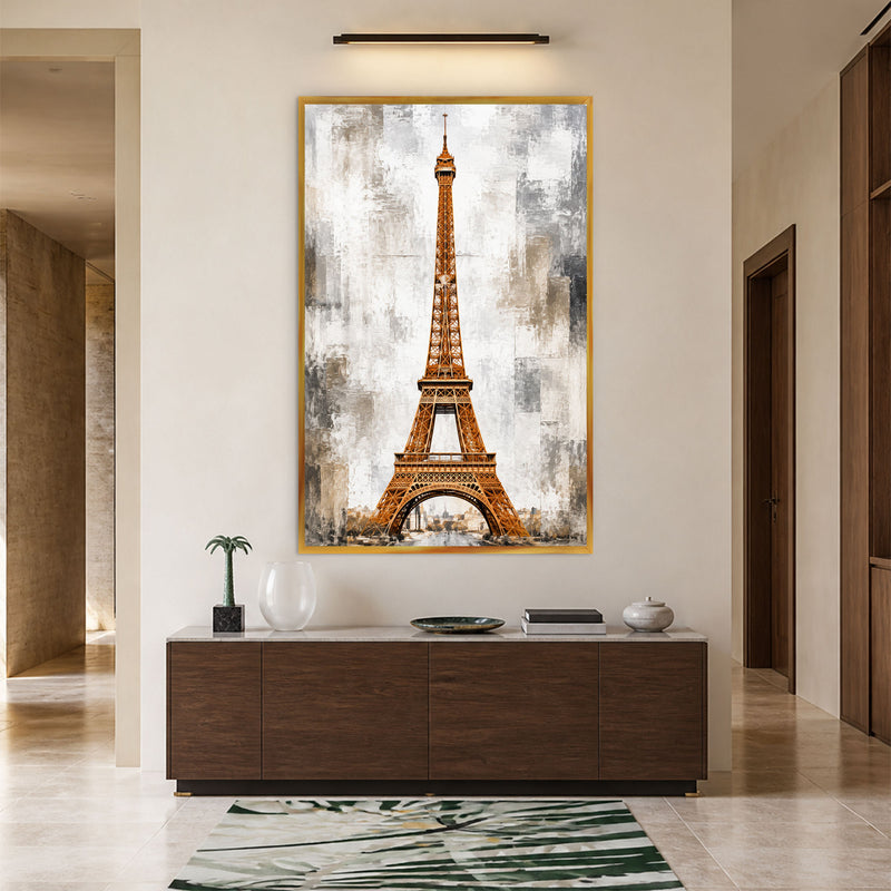 Golden Eiffel Tower with gold frame