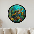 Stained Glass Sea Turtle with black frame