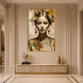 Cartographic Muse with gold frame