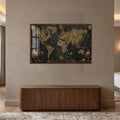 Gilded Explorer World Map with walnut frame