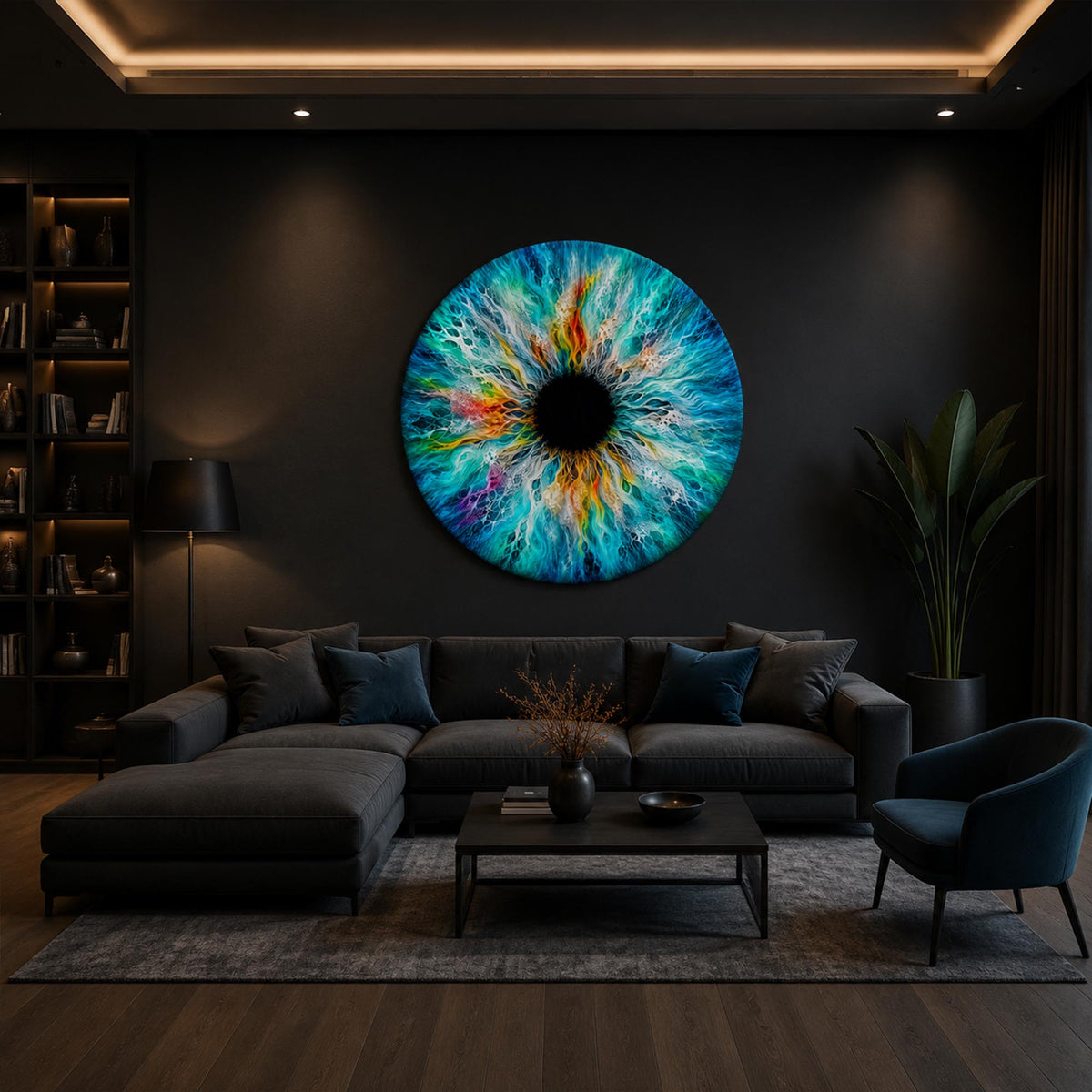 Chromatic Iris — tempered glass, ultra HD print, ready to hang