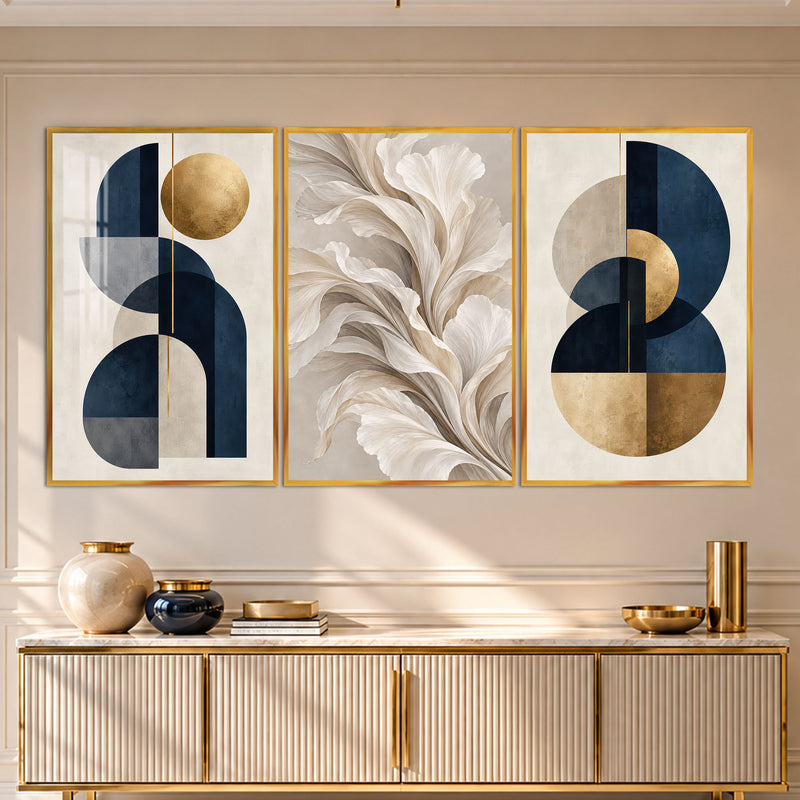 Navy Gold Floral with gold frame