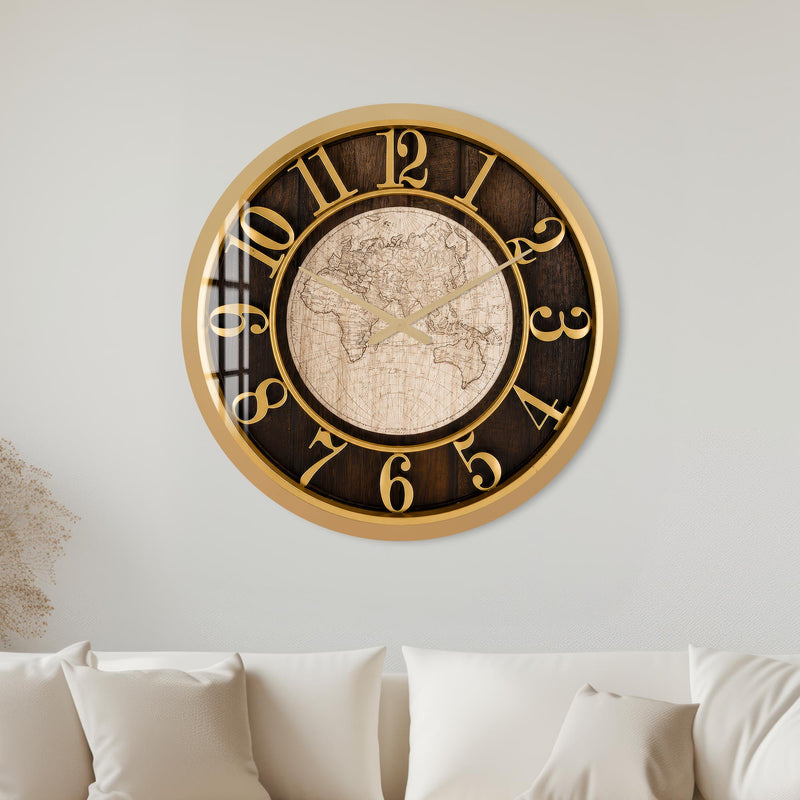 Vintage World Map with gold frame