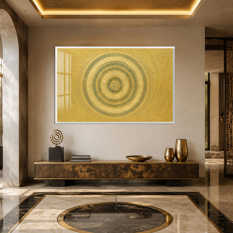 Golden Concentric Sunburst with white frame