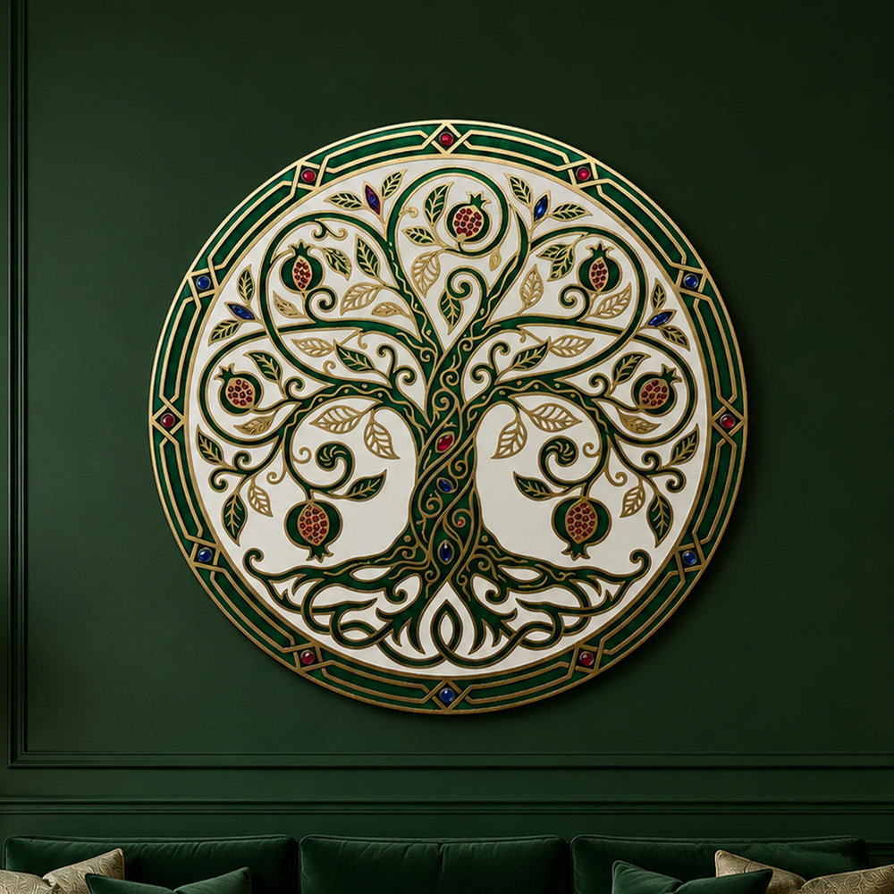 Pomegranate Tree Of Life — tempered glass, ultra HD print, ready to hang
