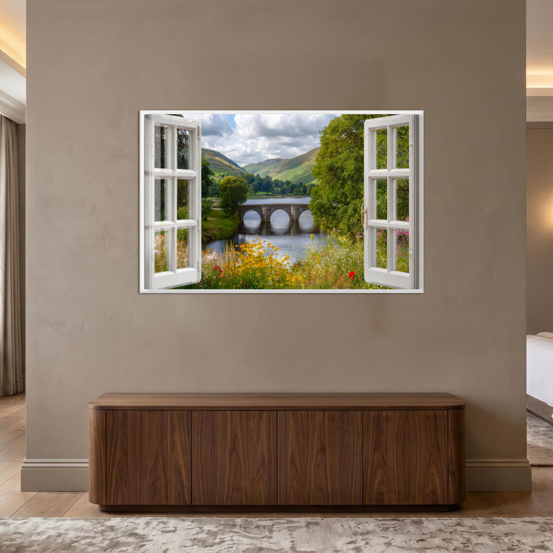 Window to the Valley with white frame