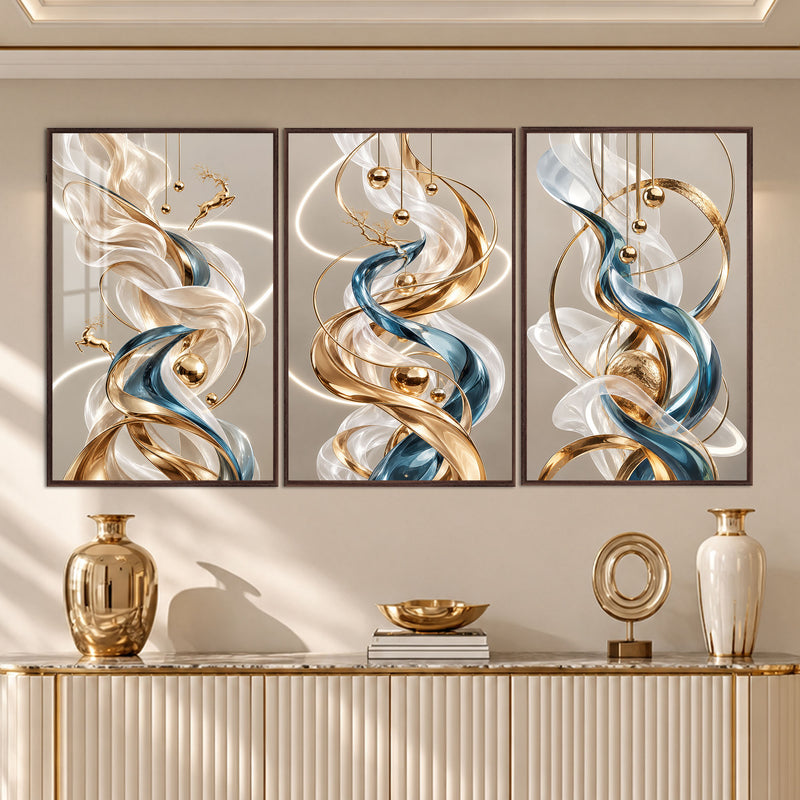 Golden Ribbon with walnut frame