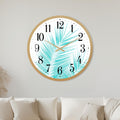 Aqua Palm Leaves with gold frame