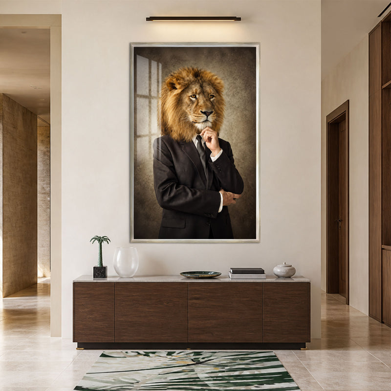 Executive Lion with silver frame