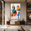 Artronauts Glass Print 12x18 cm | 4.7"x7.1" / Walnut Chromatic City Blocks Glass Wall Art
