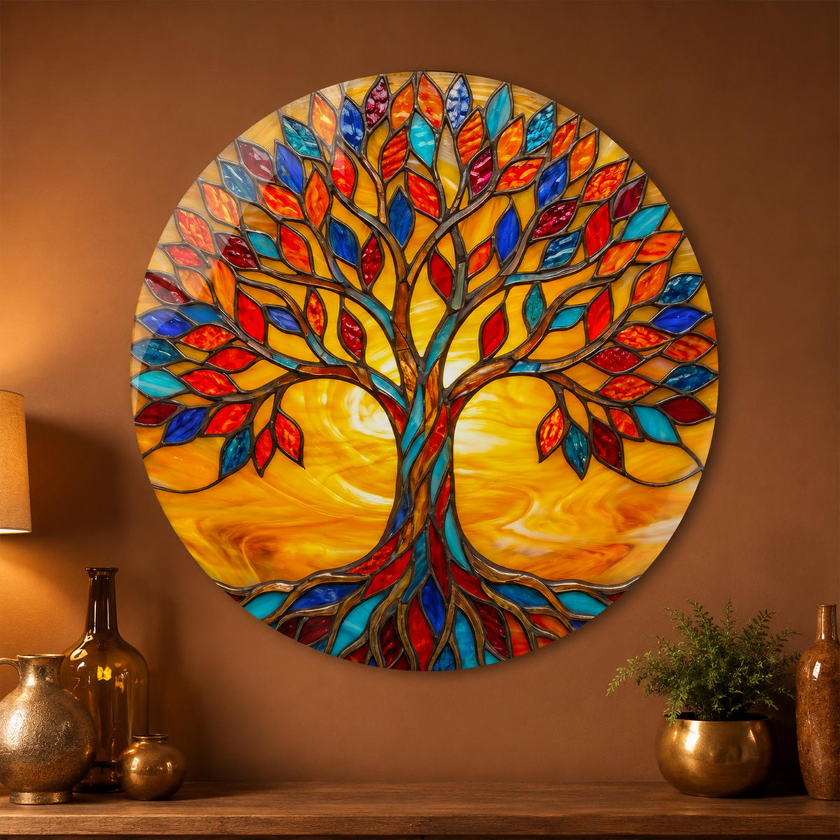 Radiant Tree Of Life — tempered glass, ultra HD print, ready to hang