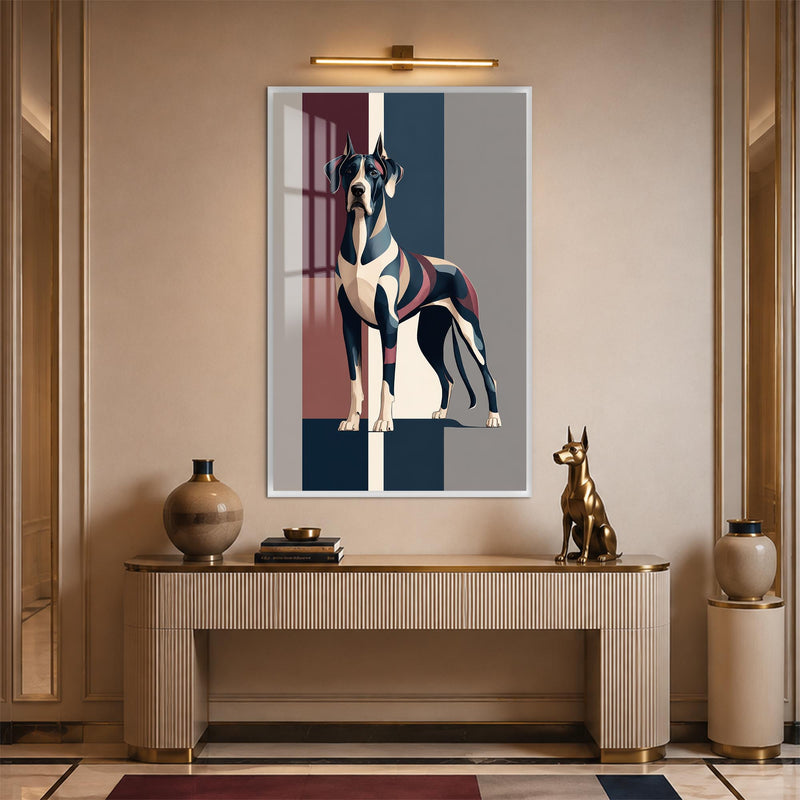 Modern Great Dane with white frame