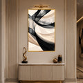 Monochrome Flowing Ribbons with gold frame