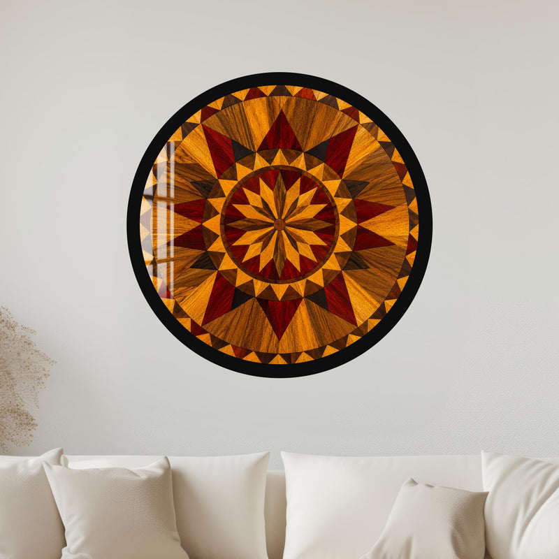 Amber Mosaic Starburst with black frame