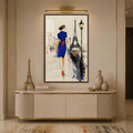 Parisian Blue Elegance with walnut frame