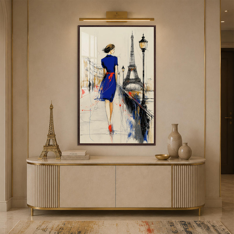 Parisian Blue Elegance with walnut frame